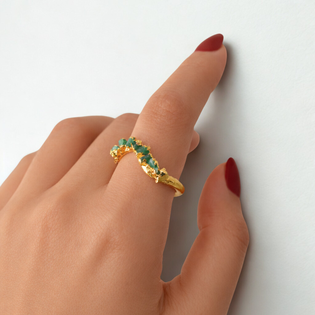 Anillo Olas de Esmeralda.