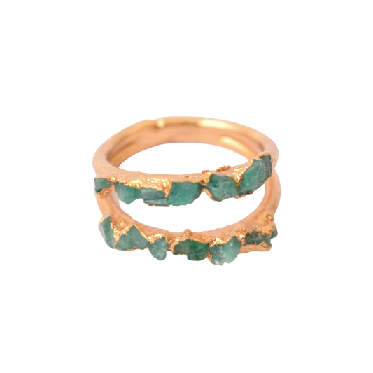 Anillo Esmeraldas Romance Caribeño doble